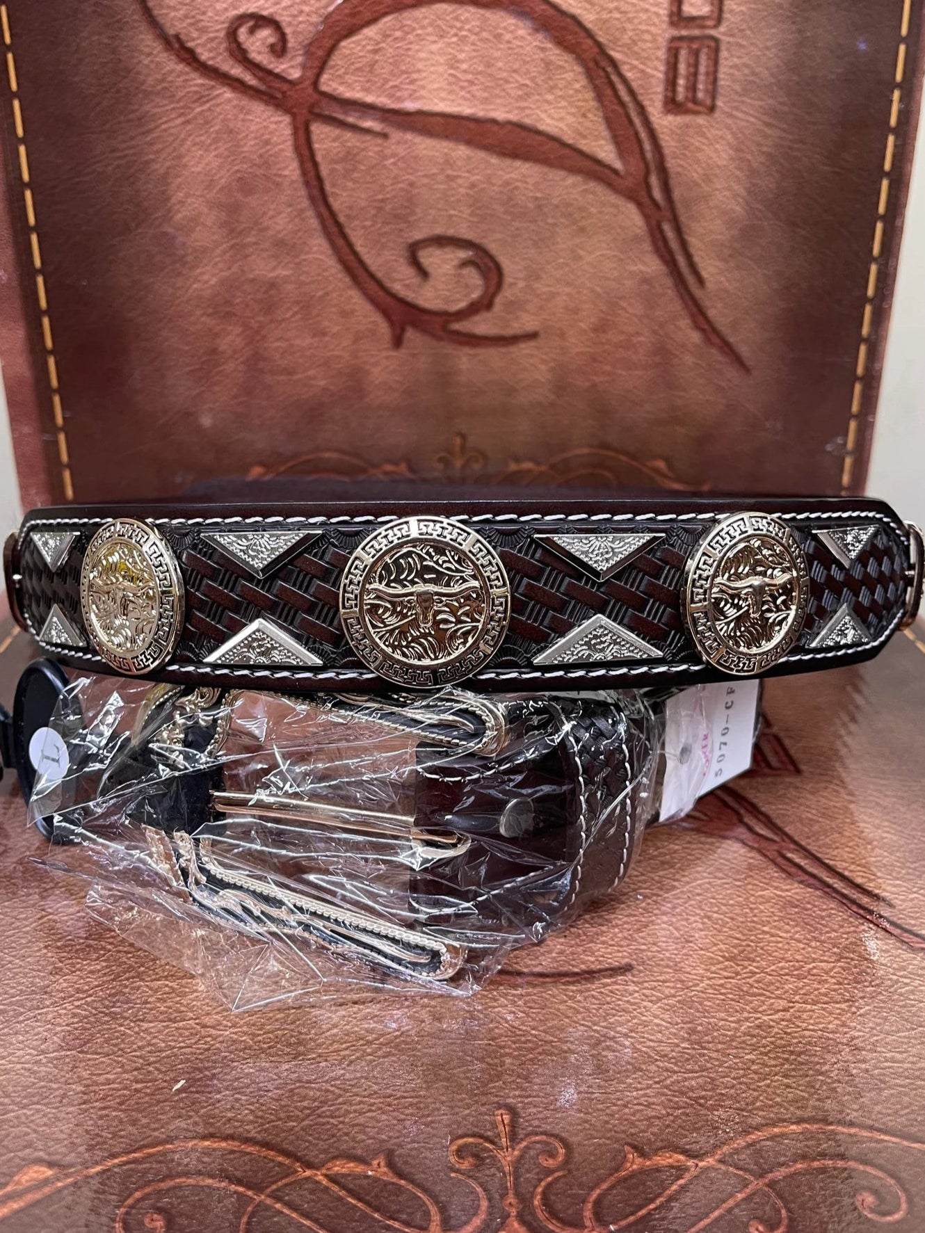 Coffee Bull Concho Belt