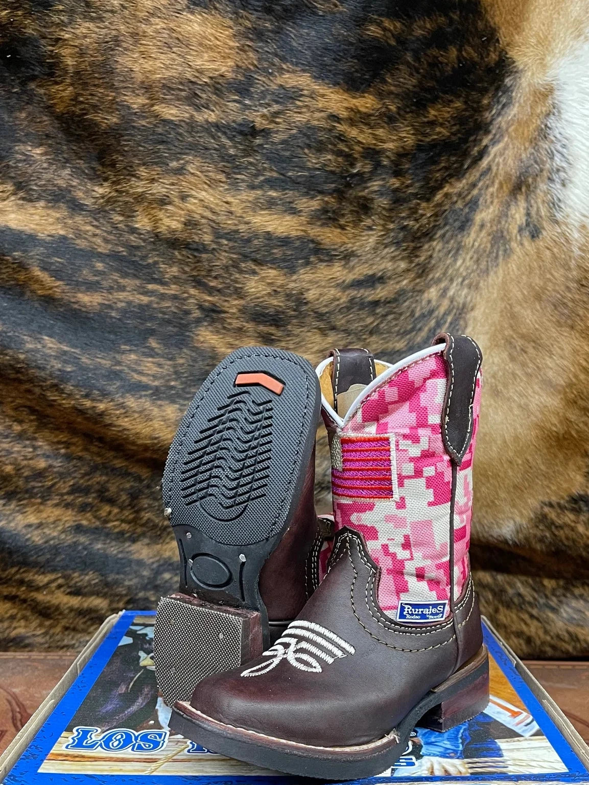 Dalton Kid's Pink Camouflage Boots - Square Toe