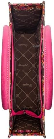 Wrangler Women's Brown/Hot Pink Print Aztec Crossbody Tote Bag