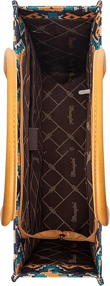 Wrangler Women's Mustard/Blue Print Aztec Crossbody Tote Bag