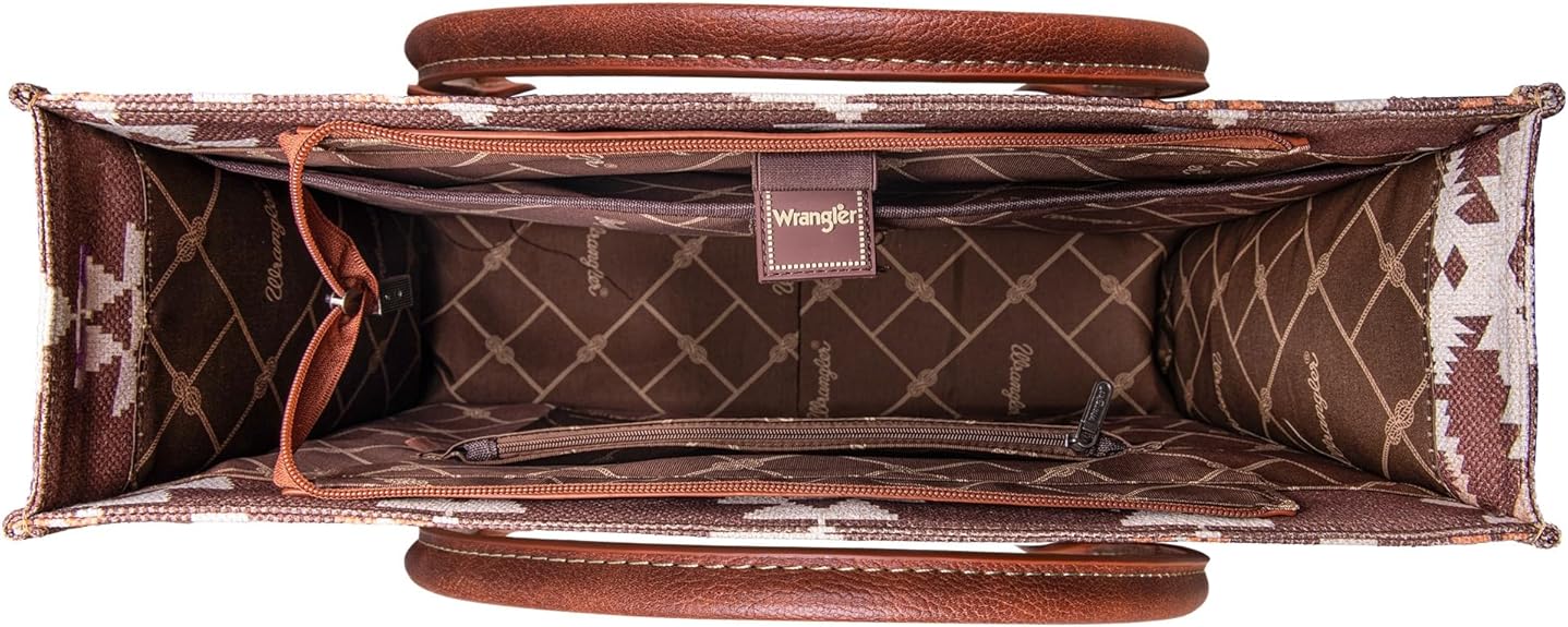 Wrangler Women's Brown/PB Print Aztec Crossbody Tote Bag