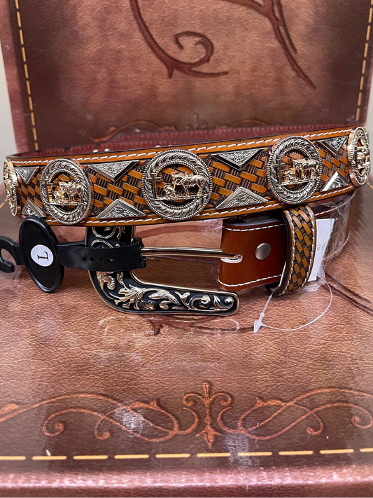 Cognac Christian Cowboy Concho Belt