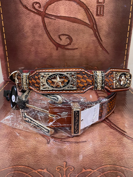 Cognac Scalloped Star Concho Belt