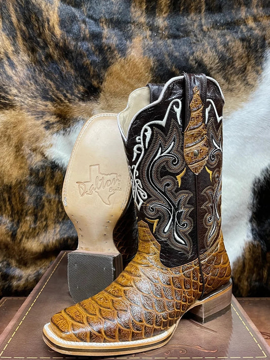 Dalton Men's Honey Python Boots - Square Toe