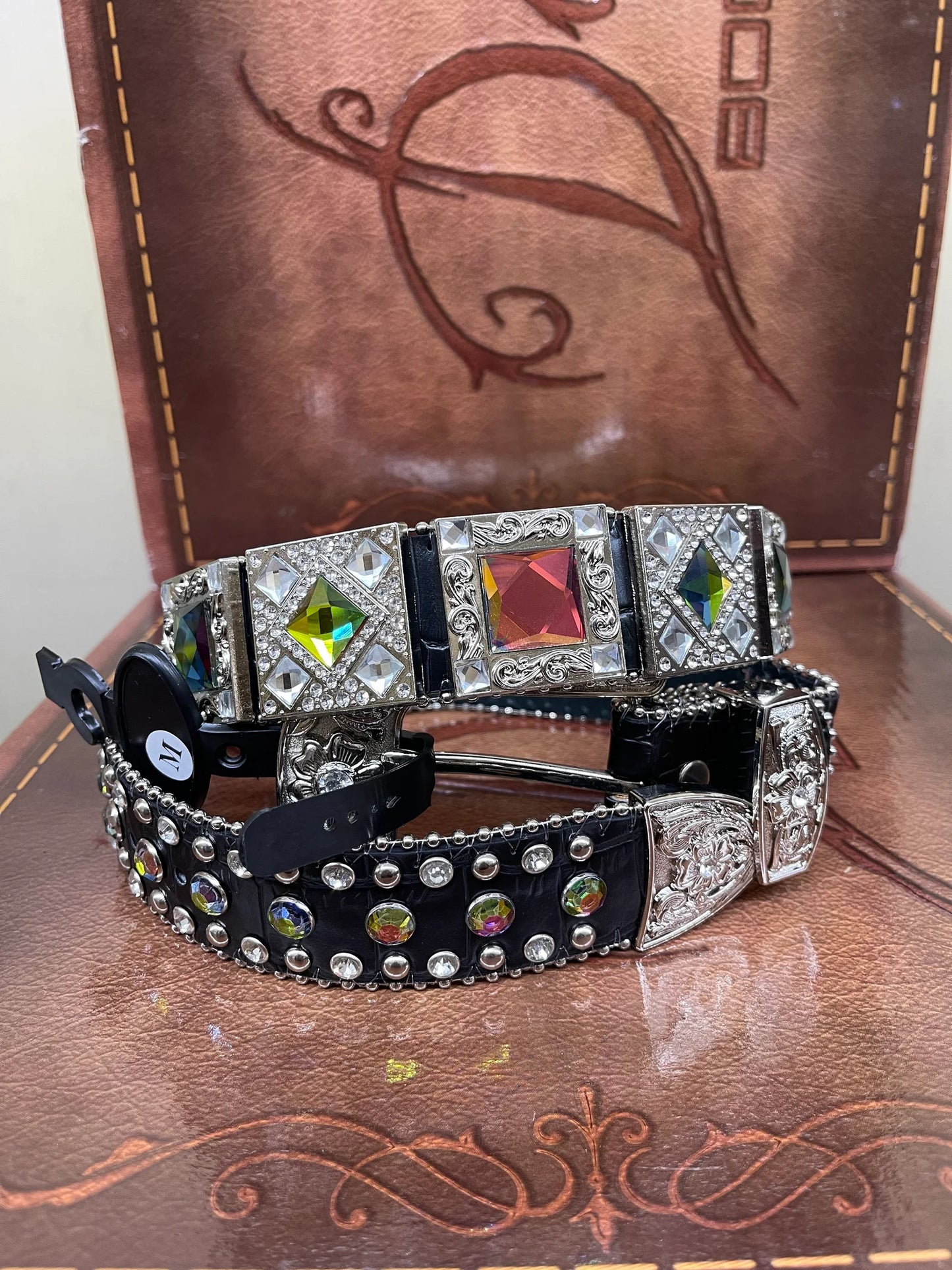 Clear Multicolored Rhinestone Belt