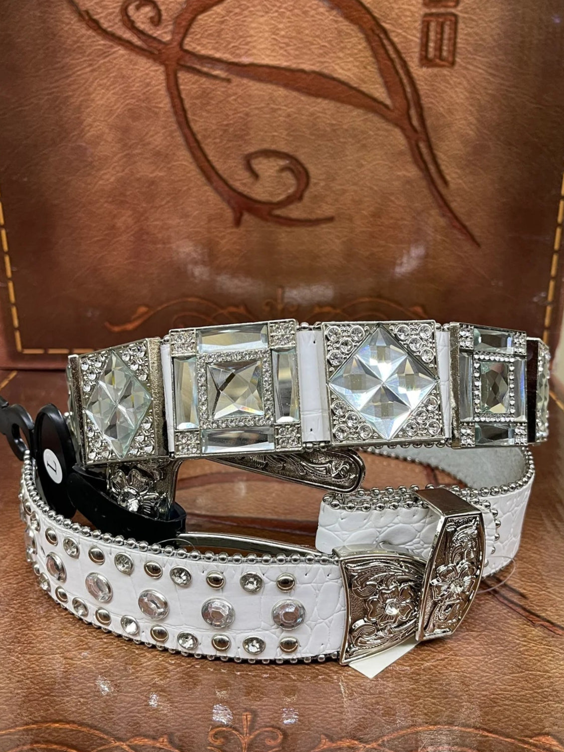 Clear White Rhinestone Belt