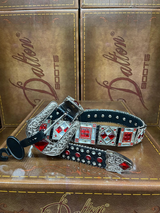 Red/Black Rhinestone Belt