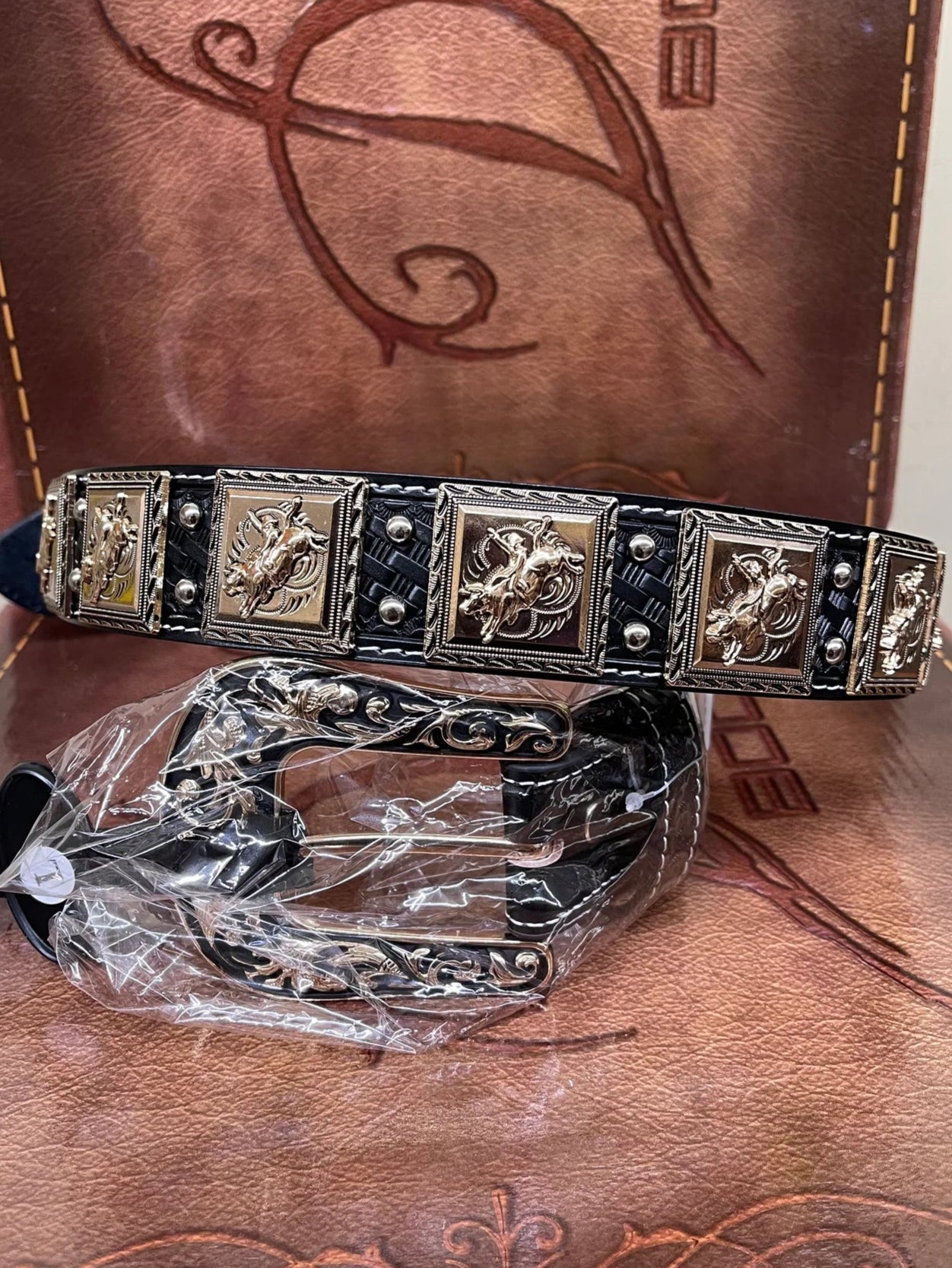 Black Bull Rider Concho Belt