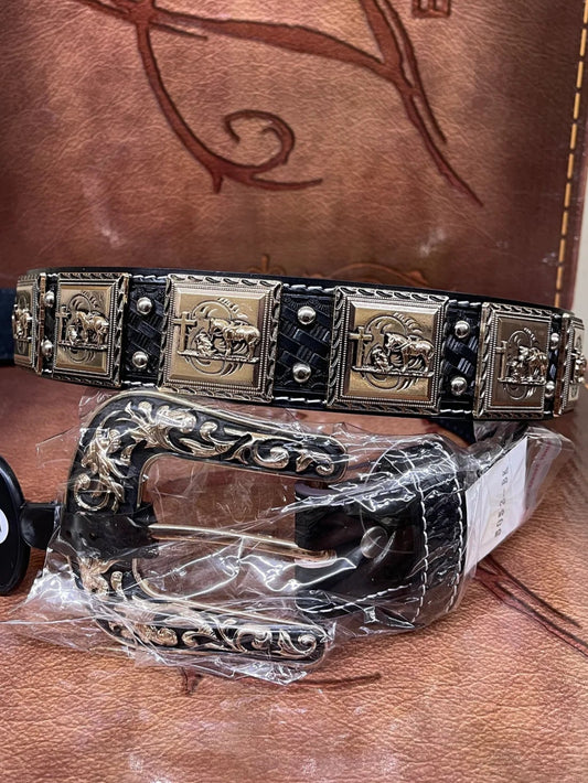 Black Christian Cowboy Concho Belt