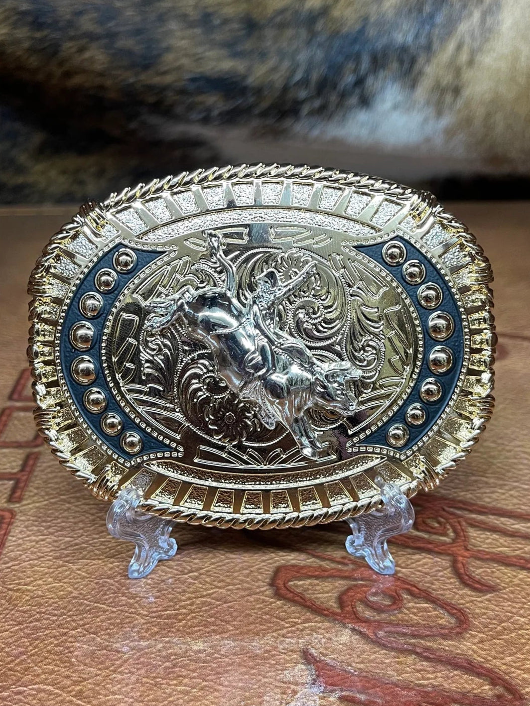 Oval Man vs Bull Belt Buckle