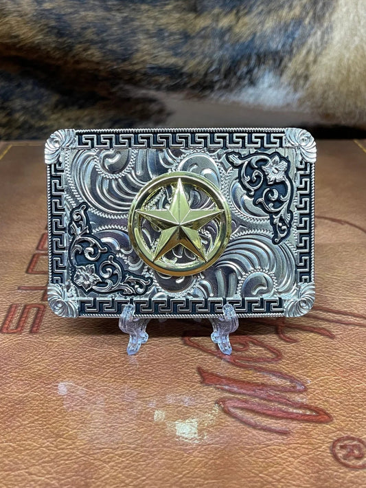 Rectangle Circle Star Belt Buckle